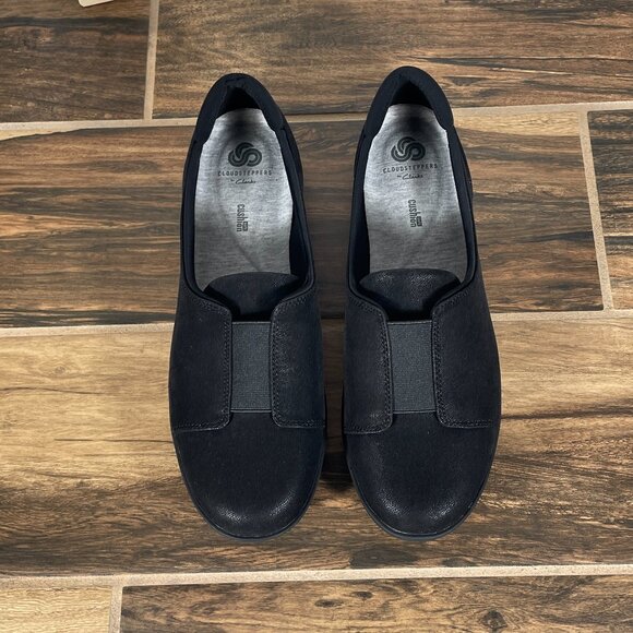 Clarks Ayla Band Womens Size 10 Shoes Black Cloudsteppers Comfort Slip On - Picture 14 of 15